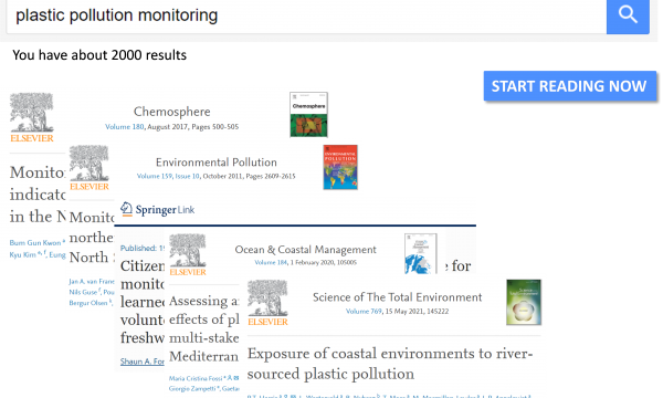 screenshot of several paper titles on Elsevier (science portal)