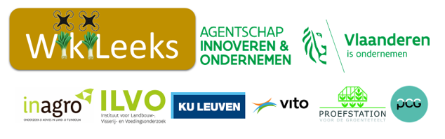 Logo’s van WikiLeeks, Agentschap Innoveren & Ondernemen, Inagro, Ilvo, Ku Leuven, Vito, PSKW en PCG