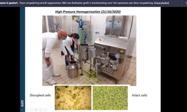 screenshot during meeting, slide with several photos of high pressure homogenisation photos
