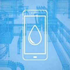 Smartphone met een waterdruppel erop afgebeeld, in grafiek