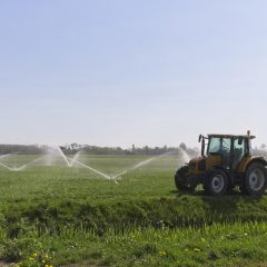 tractor and field irrigation