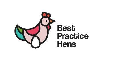 logo with illustration of a laying hen with egg