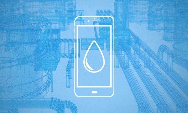 Smartphone met een waterdruppel erop afgebeeld, in grafiek