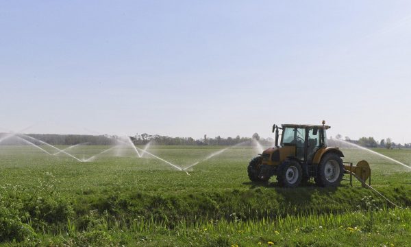 tractor and field irrigation