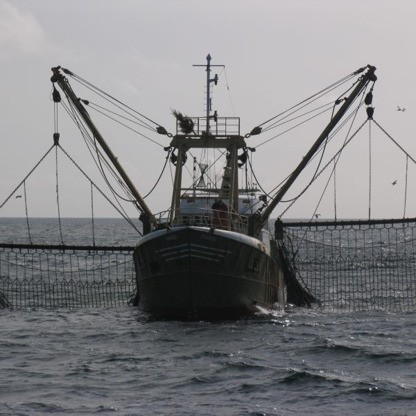 beam trawler with nets open