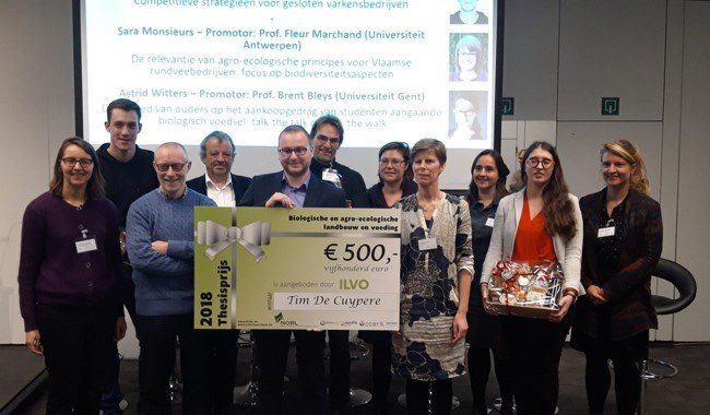 Tim De Cuypere met thesisprijs 2018 (Biologische en agro-ecologische landbouw en voeding) t.w.v. €500.